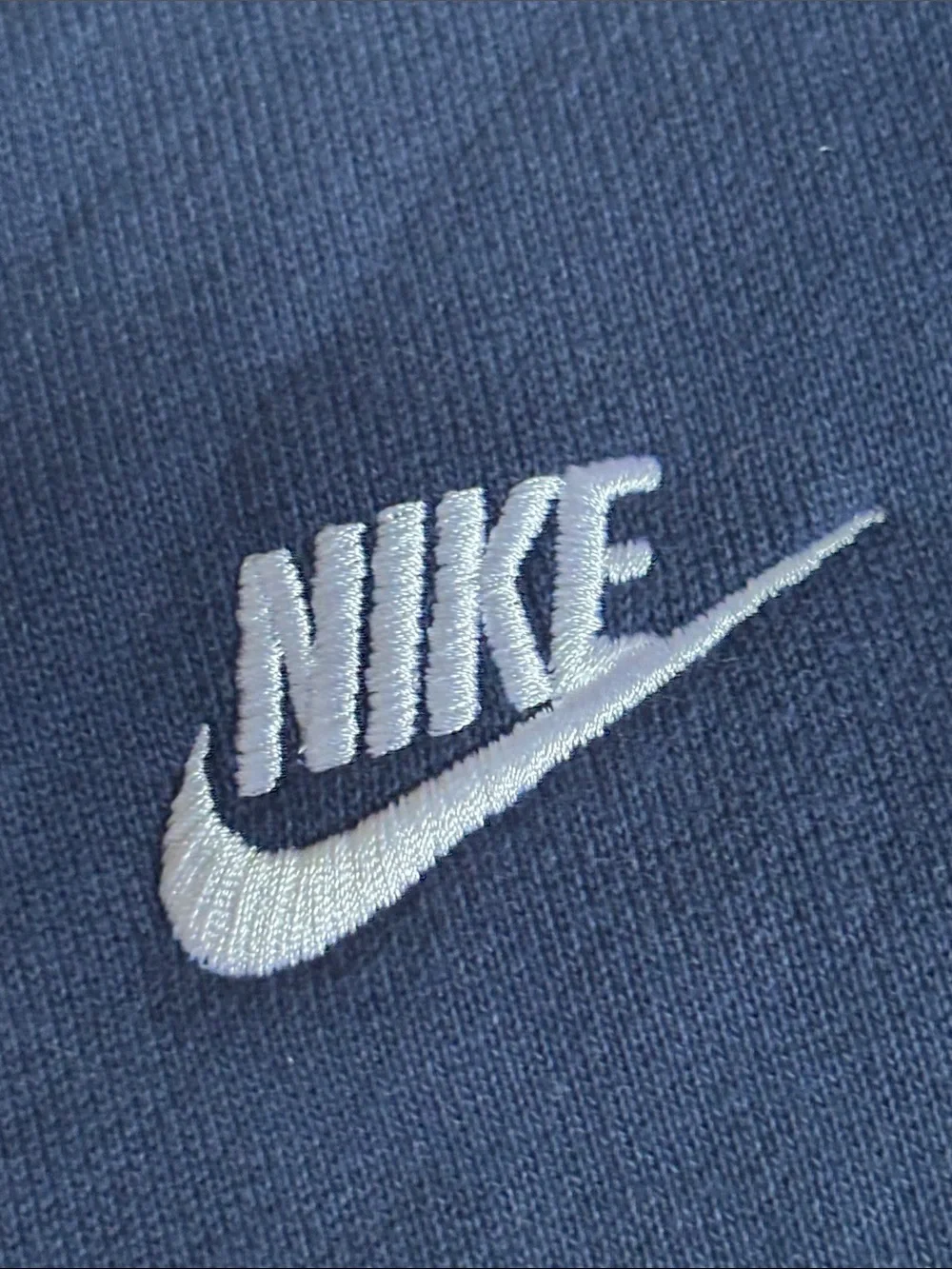 Nike Men’s Navy and White Bold Striped Crewneck Sweater